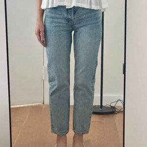 & Other Stories high-waisted, straight-leg light blue denim jeans